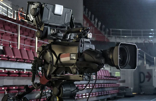 Câmera Vídeo Digital Profissional Uma Sala Concertos — Fotografia de Stock