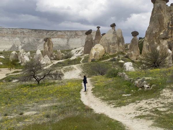 Háttér Egy Gyönyörű Hegyi Oktatási Cappadocia Törökország — Stock Fotó