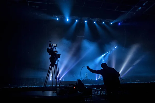 Caméra Vidéo Numérique Professionnelle Cinématographie Dans Concert Hal — Photo