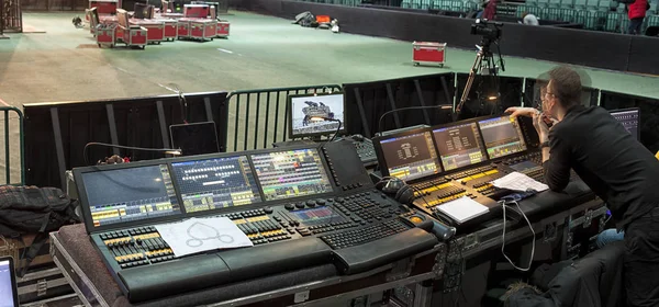 Painel Controle Para Equipamentos Iluminação Concerto — Fotografia de Stock