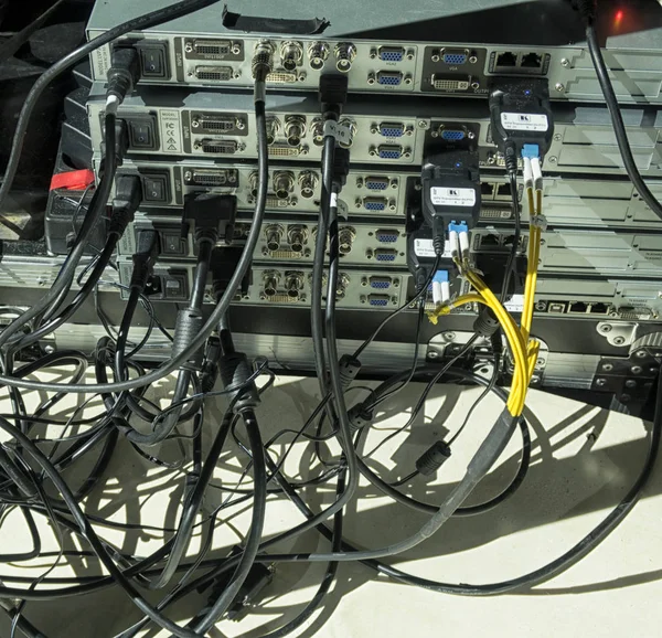 Controle Paneel Televisie Uitrusting Kabel Videokabel — Stockfoto