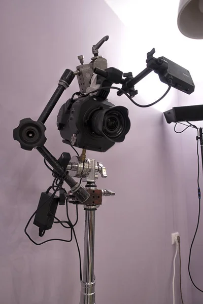 close-up television camera in the film studio TV broadcast.