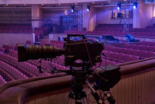 Câmara Televisão Numa Sala Concertos Câmera Vídeo Digital Profissional — Fotografia de Stock