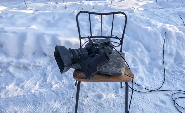 Professionell Videokamera Inspelningen Naturlandskap — Stockfoto