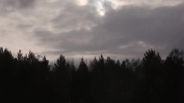 hareketli bir yolcu treninin penceresinden görüntüleyebilirsiniz. Tipik bir kış Rus kış manzara pencerenin dışında hareket.