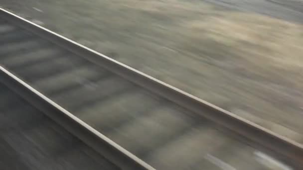 rails en mouvement, passe précipité.Chemin de fer. Chemins de fer pour trains .