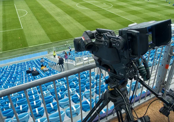 Telewizor Piłce Nożnej Piłka Nożna Mecz Kamery — Zdjęcie stockowe