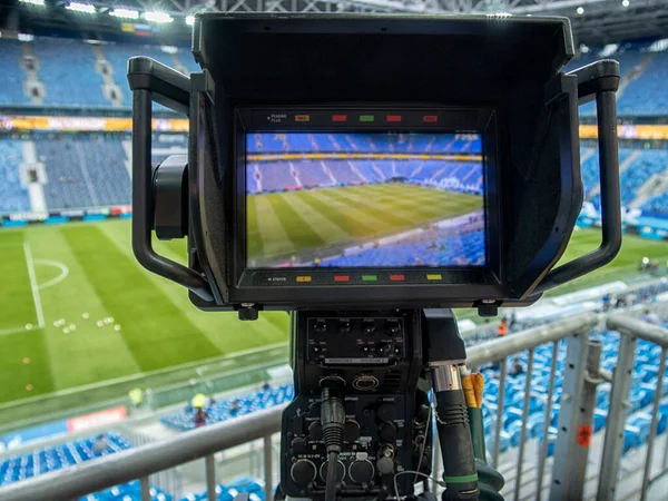 サッカーでテレビ サッカーマッチカメラ — ストック写真