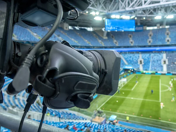 Fernsehen Beim Fußball Fußballspiel Kamera — Stockfoto