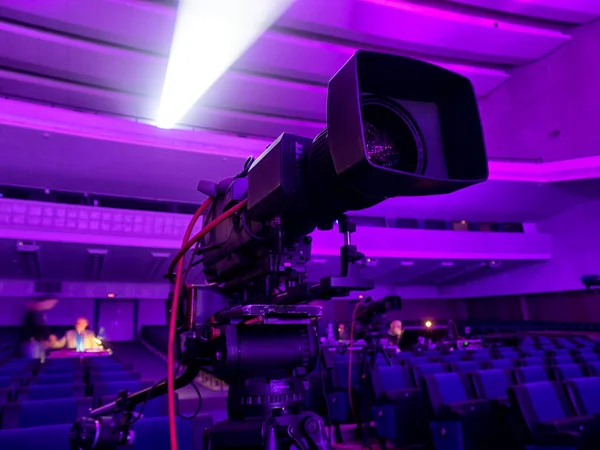 Televisie Uitzending Vanuit Het Theater Professionele Digitale Videocamera — Stockfoto