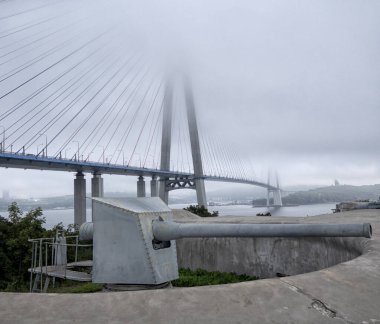 Doğu Boğazı Boğazı 'ndan Russky Köprüsü. Vladivostok. Rusya.