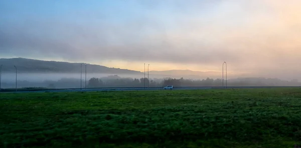 Landschaft Hintergrund Der Sonne Früh Morgens — Stockfoto