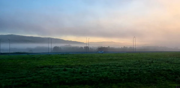 Landschap Achtergrond Van Zon Vroege Ochtend — Stockfoto