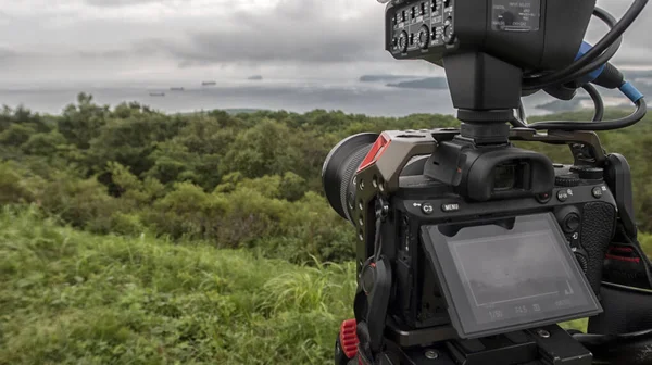Nærbillede Videokamera Shooting Sommer Landskaber - Stock-foto