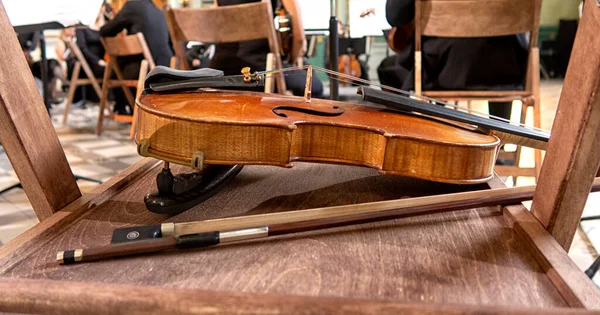 Instrumentos Musicais Orquestra Sinfônica Descansam Antes Concerto — Fotografia de Stock