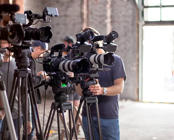 Industria Cinematográfica Detalle Cámara Vídeo Radiodifusión Grabación Con Cámara Digital — Foto de Stock