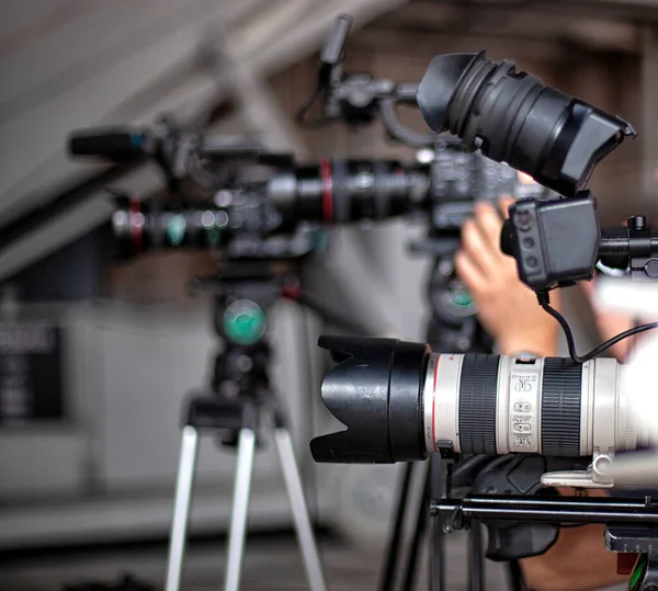 Indústria Cinematográfica Detalhe Câmera Vídeo Transmissão Gravação Com Câmera Digital — Fotografia de Stock