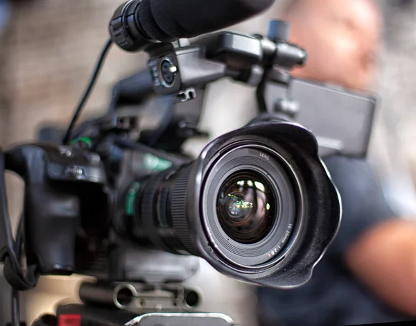 Indústria Cinematográfica Detalhe Câmera Vídeo Transmissão Gravação Com Câmera Digital — Fotografia de Stock