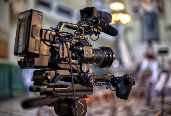 Industria Cinematografica Dettaglio Della Videocamera Trasmissione Registrazione Con Fotocamera Digitale — Foto Stock