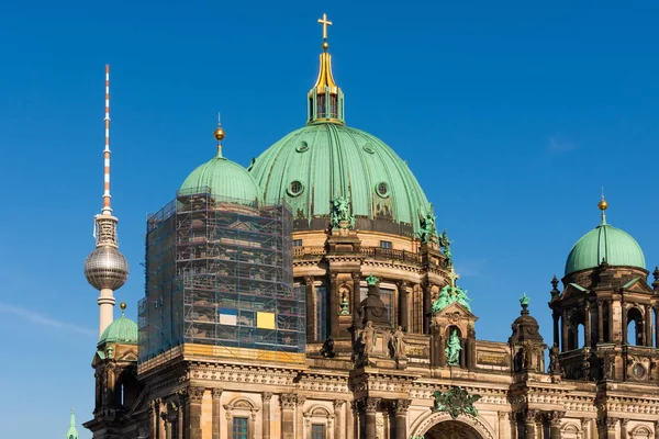Restauração Catedral Berlim Vista Catedral Torre Televisão Berliner Dom Berlim — Fotografia de Stock