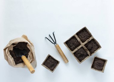 Beyaz arka planda fide için eko dostu tencere