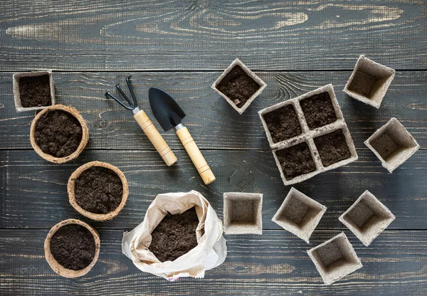 Eco friendly pots for seedlings — Stock Photo, Image