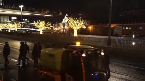 Moscou Rússia Janeiro 2019 Patrulha Policial Andando Rua Centro Histórico — Vídeo de Stock