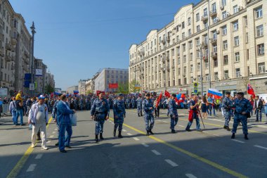 Moskova, Rusya - 9 Mayıs 2019: Zafer Bayramı'nda ölümsüz alay alayı.