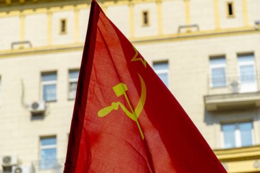 Moskova, Rusya - 9 Mayıs 2019: Zafer Bayramı'nda ölümsüz alay alayı.