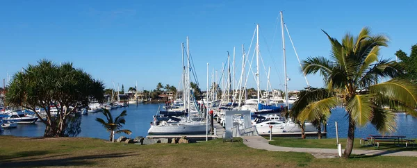 Tropical panoramic marina scene. Mooloolaba. — Stock Photo, Image