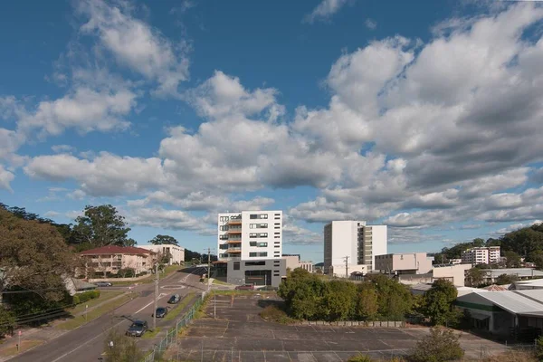 Sky City Landscape Scene Met Recent Voltooide Wooneenheden Mann Witte — Stockfoto