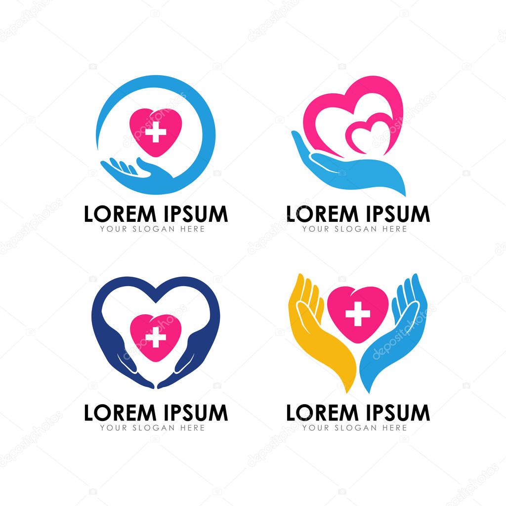 healthy care logo design. heart care logo design. love care logo
