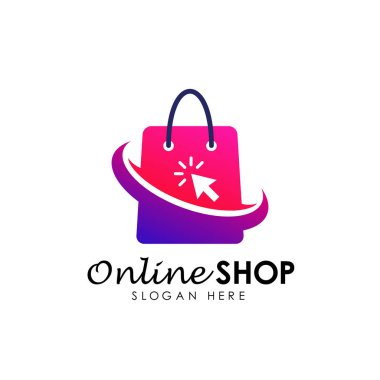 Online alışveriş logo tasarım vektör simge. Alışveriş logo tasarımı