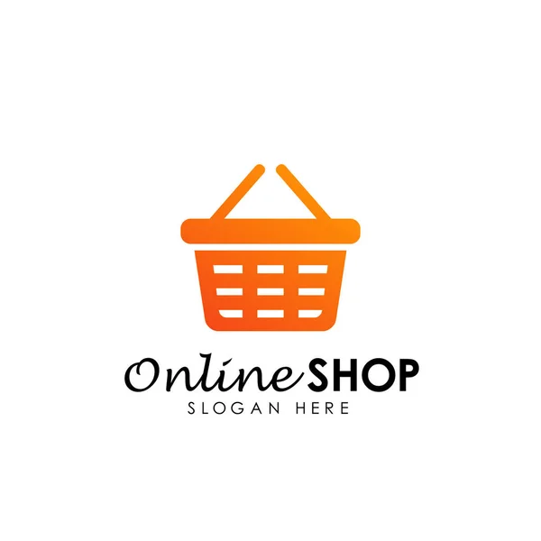Online Shop Logo Design Vektor Ikonra Bevásárló Kosár Logo Tervezés — Stock Vector