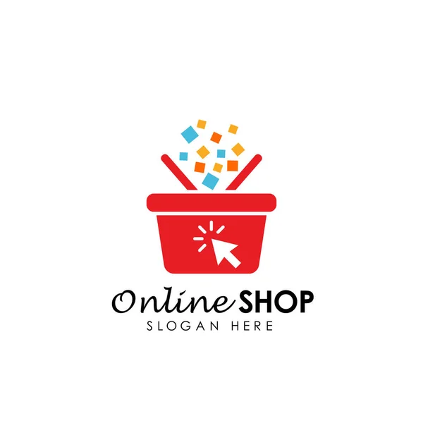 Onlineshop Logo Design Vektor Ikon Shopping Korg Logotypdesign — Stock vektor