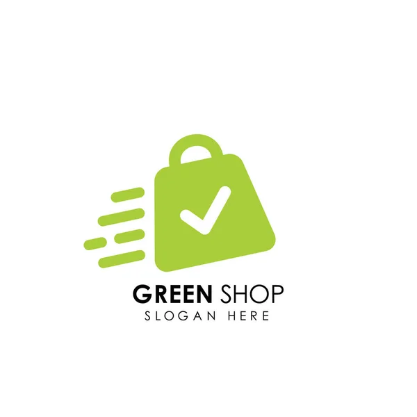 Green Shop Logo Design Skabelon Shopping Taske Ikon Design – Stock-vektor