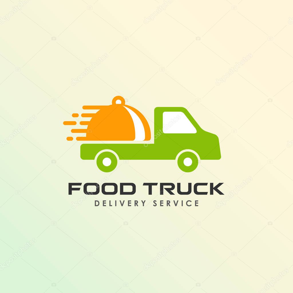 Food truck logo design template. food delivery logo design