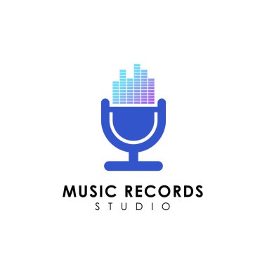 müzik kayıtları logo tasarımı. mikrofon simgesi simge tasarım
