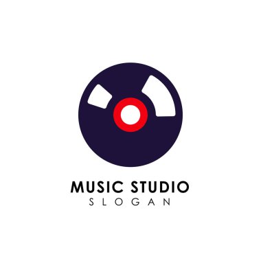 Vinil disk vektör simgesi simgesi tasarım. Vinil müzik logo tasarım şablonu