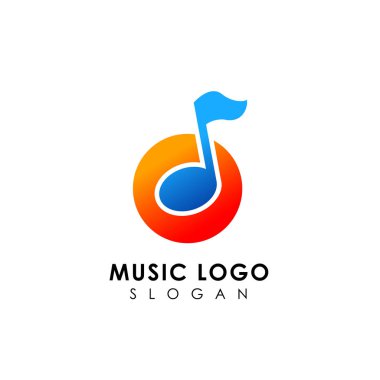 düz müzik logo tasarımı. Müzik Not simgesi simge tasarım