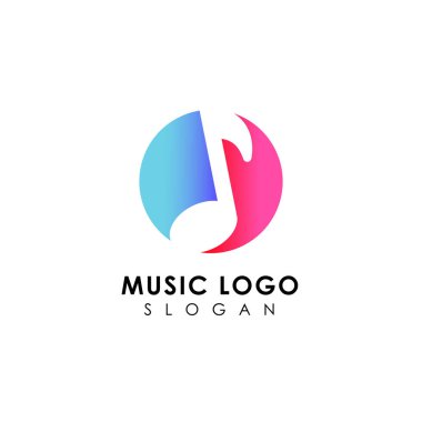 müzik logo tasarımı. düz müzik not sembol tasarımı