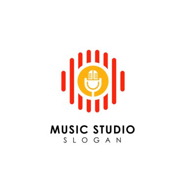 müzik kayıtları logo tasarımı. mikrofon simgesi simge tasarım