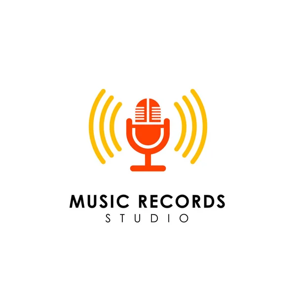 müzik kayıtları logo tasarım şablonu. mikrofon simgesi simge tasarım 