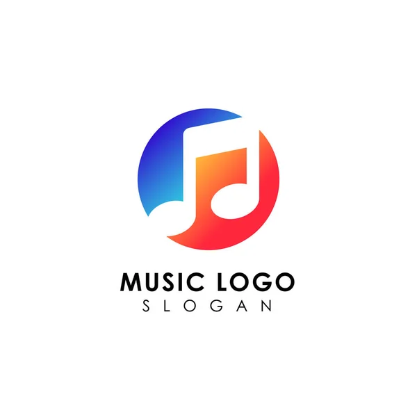 Logo Musique Design Plat Note Musique Symbole Design — Image vectorielle