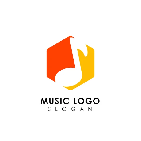 Logo Musique Design Plat Note Musique Symbole Design — Image vectorielle