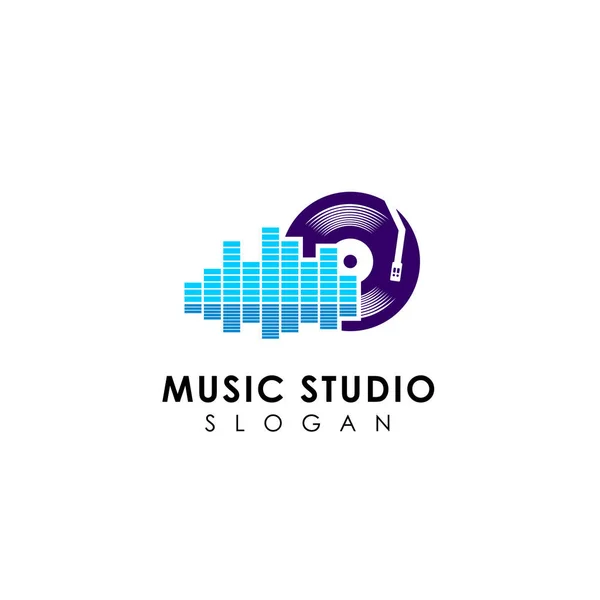 Modelo Design Logotipo Estúdio Música —  Vetores de Stock