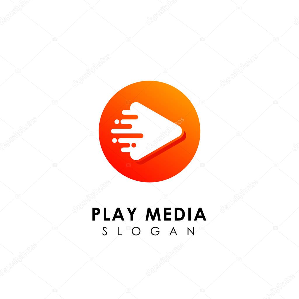 Fast play media logo design template. circle play icon symbol design