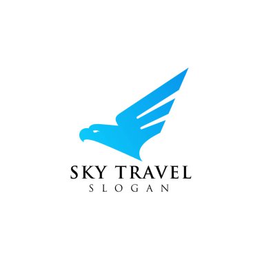 Uçak seyahat acentası logo tasarımı bir kartal baş çizim ile