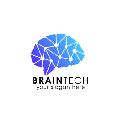 beyin bağlantısı logo vektör simge. Dijital beyin. beyin hub logo tasarımı. 