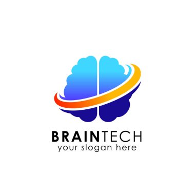 Dijital beyin logo tasarım vektör simge